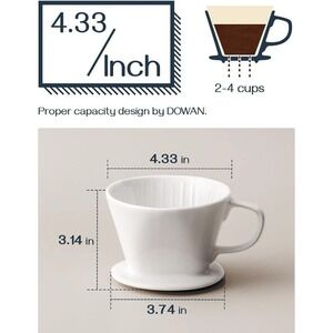 Pour over Coffee Maker, Ceramic Coffee Dripper, White
